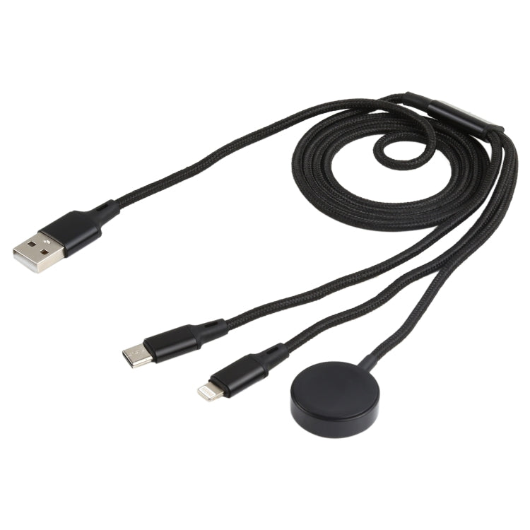 Pour iPhone / Apple Watch 3 en 1 8 broches + Type-C / USB-C + Câble de charge multifonction avec base de chargement magnétique, Longueur : 1m, 3 en 1