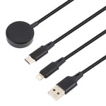 Pour iPhone / Apple Watch 3 en 1 8 broches + Type-C / USB-C + Câble de charge multifonction avec base de chargement magnétique, Longueur : 1m, 3 en 1