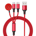 Pour iPhone / Apple Watch 3 en 1 8 broches + Type-C / USB-C + Câble de charge multifonction avec base de chargement magnétique, Longueur : 1m, 3 en 1