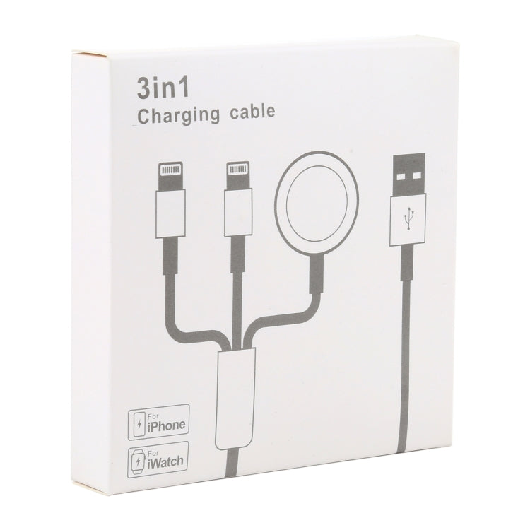 Pour iPhone / Apple Watch 3 en 1 8 broches + Type-C / USB-C + Câble de charge multifonction avec base de chargement magnétique, Longueur : 1m, 3 en 1
