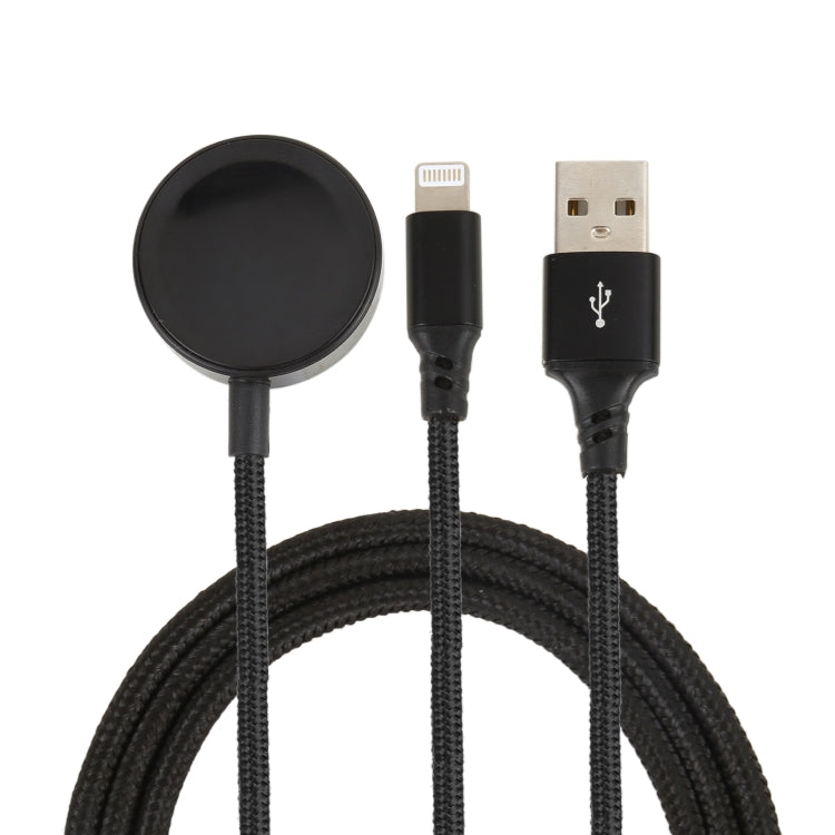 Pour iPhone / Apple Watch 2 en 1 8 broches + Base de chargement magnétique Câble de chargement multifonction, Longueur : 1m, 2 en 1