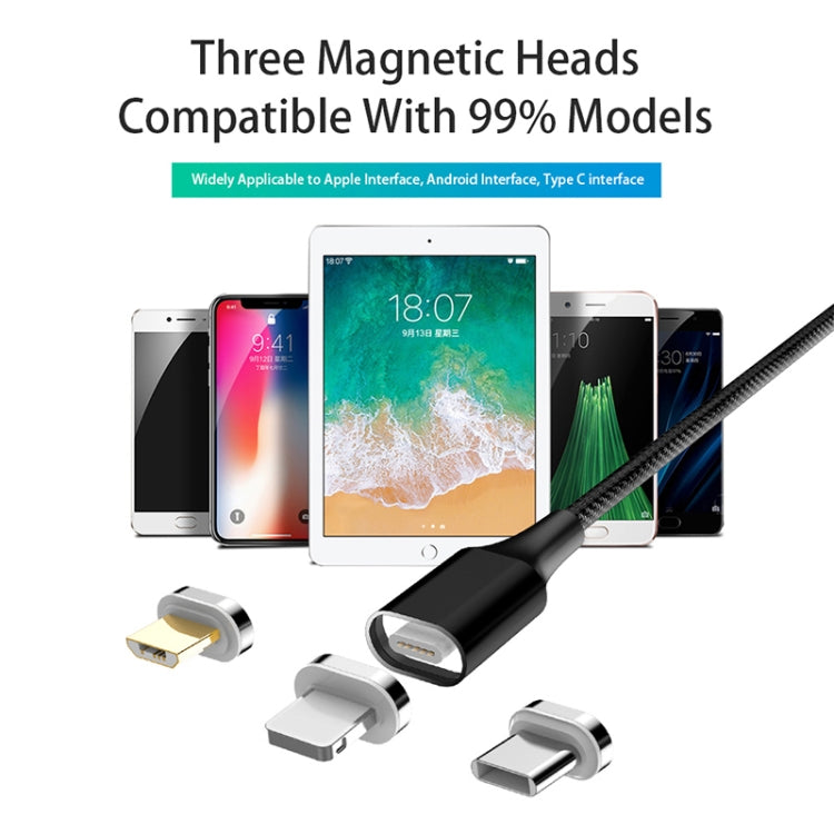 Câble de données magnétique en nylon tressé USB vers Micro USB M11 3A, Longueur du câble : 2m, Micro USB