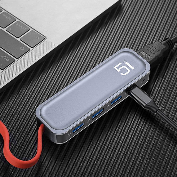 Station d'accueil multifonction 5 en 1 ROCK RT16 Type-C / USB-C vers HDMI + 4 USB 3.0, hub convertisseur d'extension, RT16