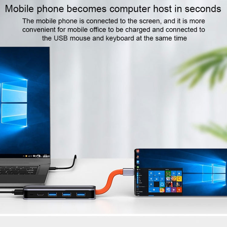 Station d'accueil multifonction 5 en 1 ROCK RT16 Type-C / USB-C vers HDMI + 4 USB 3.0, hub convertisseur d'extension, RT16