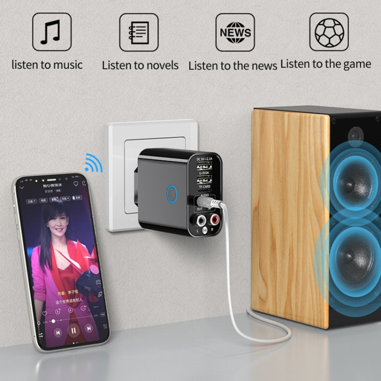 K16 Émetteur-récepteur audio Bluetooth 5.0 2 en 1 avec prise double sortie AUX 3,5 mm + RAC et télécommande, prise UE, prise UE