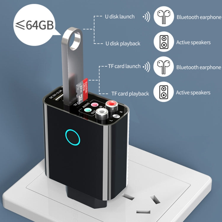 K16 Émetteur-récepteur audio Bluetooth 5.0 2 en 1 avec prise double sortie AUX 3,5 mm + RAC et télécommande, prise UE, prise UE