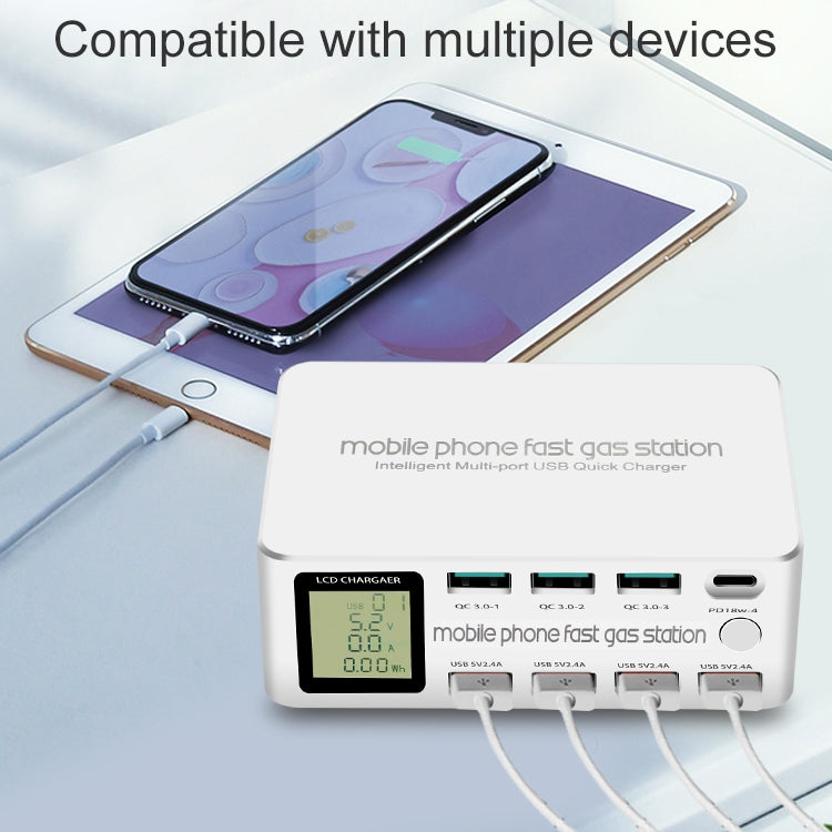 818D Support de station de charge USB multifonction 8 en 1 avec prises intelligentes