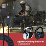 ZS0155 Câble audio USB pour casque Logitech G633 / G633s avec support appel / éclairage casque, Longueur du câble : 2m, Pour Logitech G633 2m