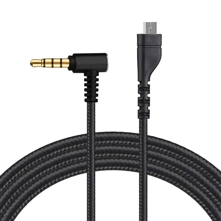 ZS0135 Câble audio pour écouteurs SteelSeries Arctis 3 / 5 / 7, Longueur du câble : 2m, Câble audio noir, Câble audio argenté
