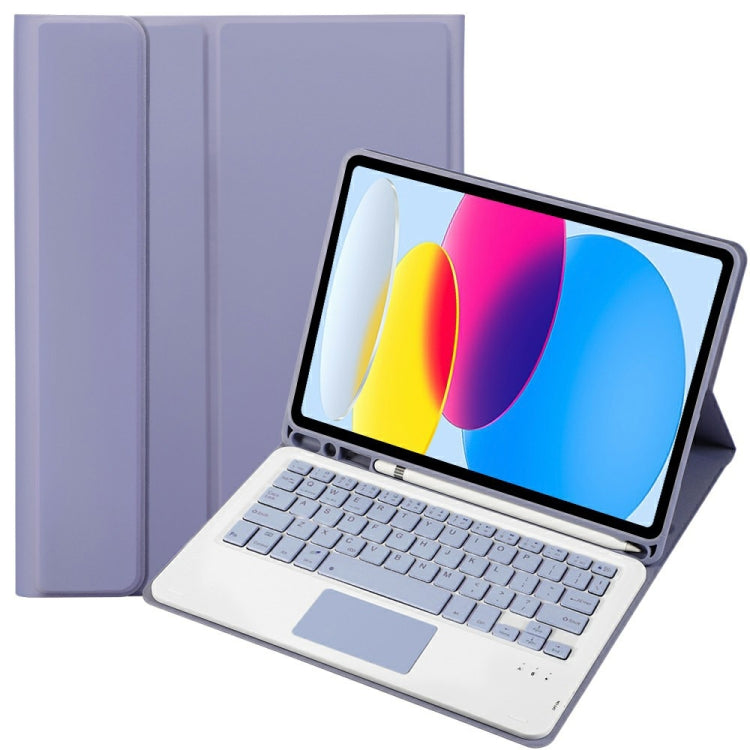 Pour iPad 11 2025 / 10ème génération 10.9 2022 A10B-A Étui de tablette en cuir avec clavier tactile Bluetooth texturé en peau d'agneau et fente pour stylet, A10B-A