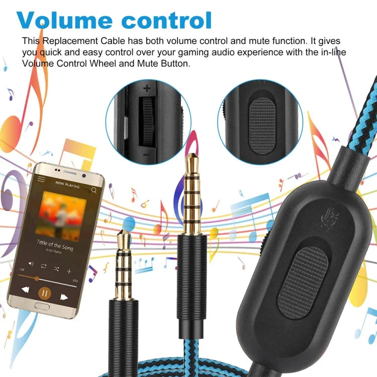 ZS0162 Câble audio pour casque de jeu avec contrôle filaire pour Logitech Astro A10 A40 A30, Version avec contrôle filaire