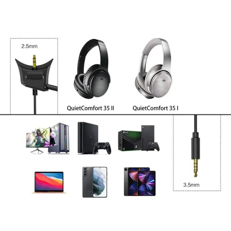 ZS0217 Câble pour casque de jeu à réduction de bruit pour BOSE QC35I / QC35II