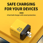 WK WP-U128 Chargeur en nitrure de gallium 40W double interface USB-C/Type-C, spécifications : prise US, prise US