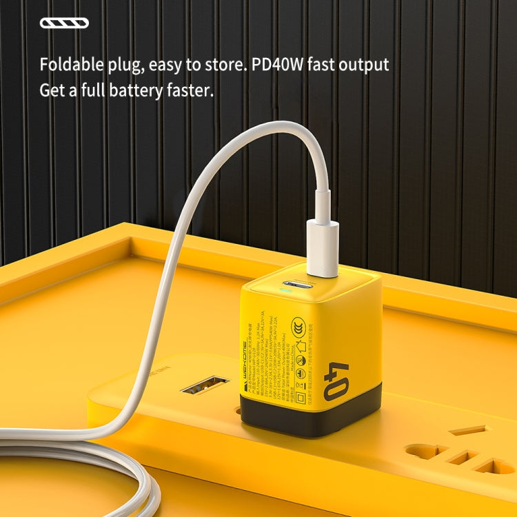 WK WP-U128 Chargeur en nitrure de gallium 40W double interface USB-C/Type-C, spécifications : prise US, prise US