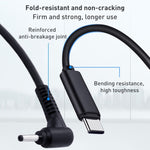 Câble de charge d'alimentation pour ordinateur portable USB-C / Type-C vers 4,0 x 1,7 mm, longueur du câble : environ 1,5 m, Type-C vers tête bullet 4,0 x 1,7 mm
