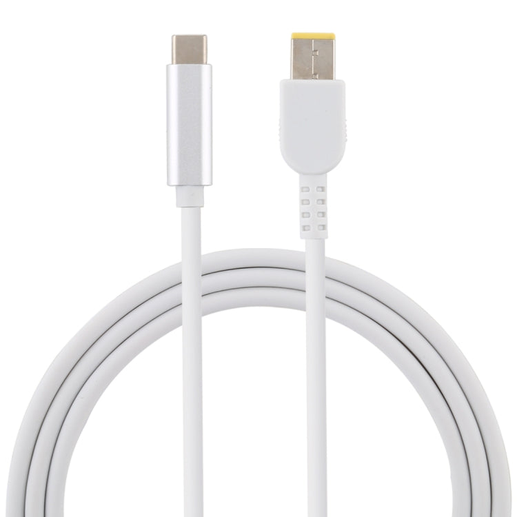 Câble de charge d'alimentation USB-C / Type-C vers grand carré mâle pour ordinateur portable Lenovo, longueur du câble : environ 1,5 m, Type-C vers grand carré