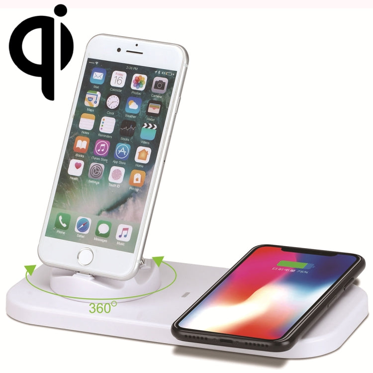 Station d'accueil pour chargeur de bureau USB vers 3-en-1 (8 broches + Micro USB + USB-C / Type-C) avec chargeur sans fil Qi et câble USB