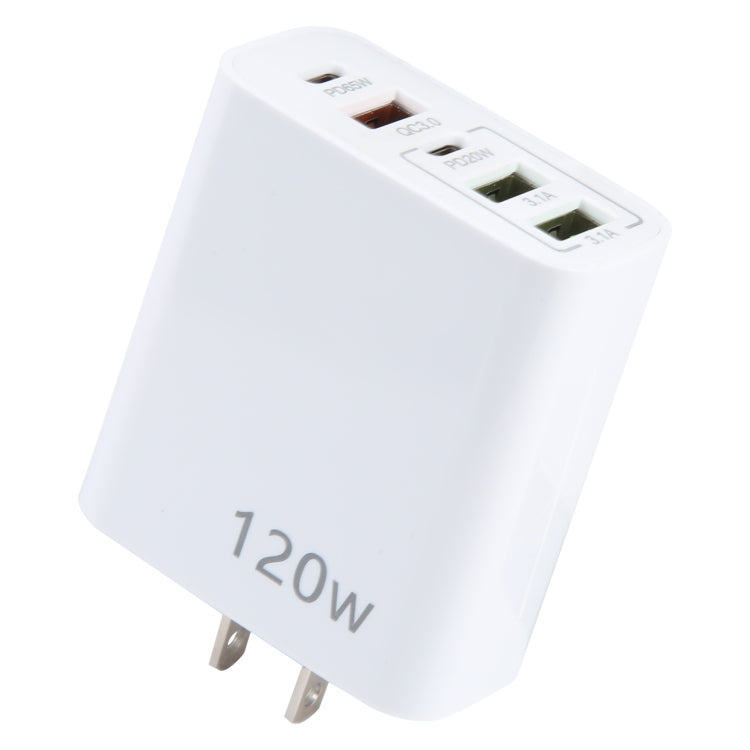 Chargeur multi-ports 120W Dual PD Type-C + 3 x USB, prise US, prise US