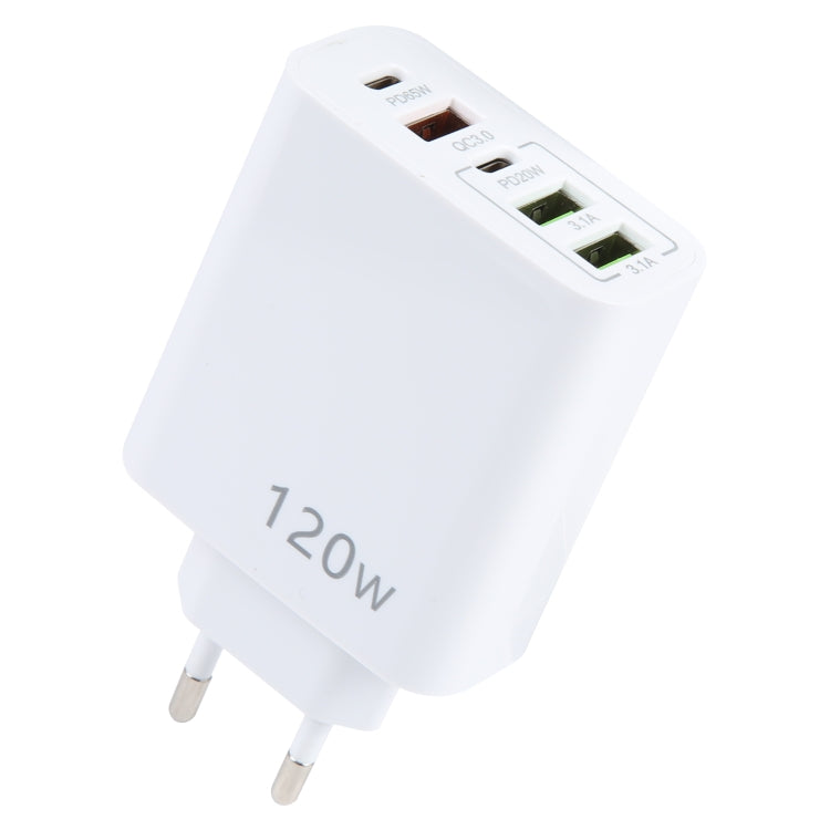 Chargeur multi-ports 120W Dual PD Type-C + 3 x USB, prise EU, prise EU