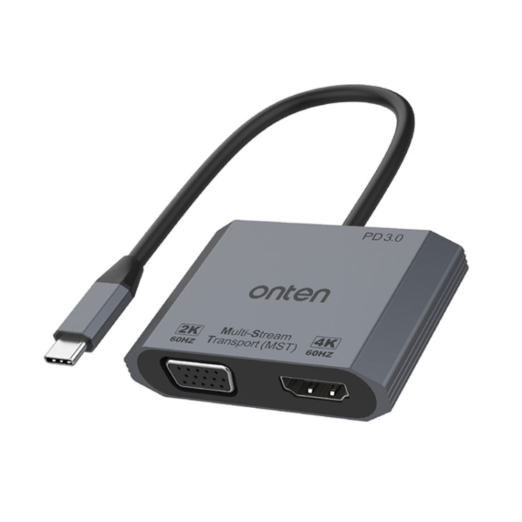 Convertisseur vidéo rapide Onten M205 3 en 1 Type-C vers HDMI + VGA + PD, M205
