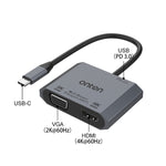 Convertisseur vidéo rapide Onten M205 3 en 1 Type-C vers HDMI + VGA + PD, M205
