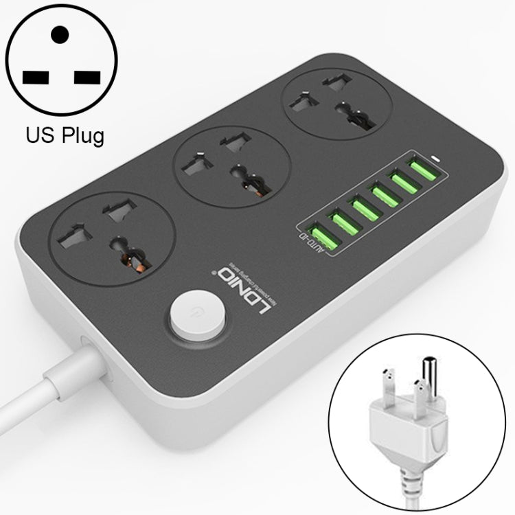 LDNIO SC3604 Multiprise de voyage multifonction 6 ports USB pour maison et bureau, longueur du câble : 2m, prise US, SAS8611AUK, SAS8611AUS, SAS8611BUK, SAS8611BUS, SAS8611EU