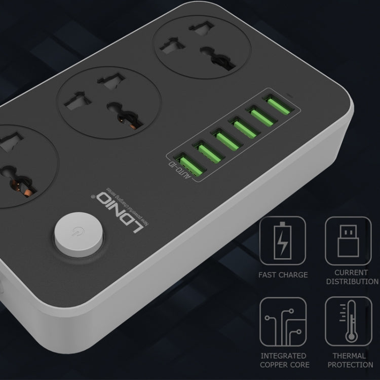 LDNIO SC3604 Multiprise de voyage multifonction 6 ports USB pour maison et bureau, longueur du câble : 2m, prise US, SAS8611AUK, SAS8611AUS, SAS8611BUK, SAS8611BUS, SAS8611EU