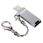 Mini adaptateur connecteur port USB 2.0 femelle vers USB-C / Type-C mâle en alliage d'aluminium avec chaîne