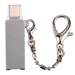 Mini adaptateur connecteur port USB 2.0 femelle vers USB-C / Type-C mâle en alliage d'aluminium avec chaîne