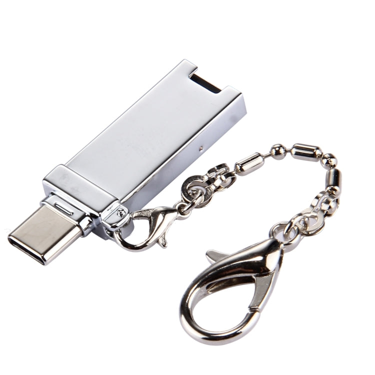Mini adaptateur connecteur port USB 2.0 femelle vers USB-C / Type-C mâle en alliage d'aluminium avec chaîne