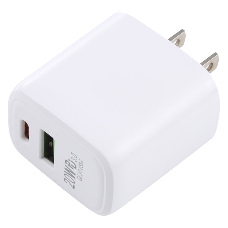 Chargeur de voyage à charge rapide 20W QC 3.0 USB + PD 3.0 USB-C / Type-C LZ-215A+C, prise US, prise US