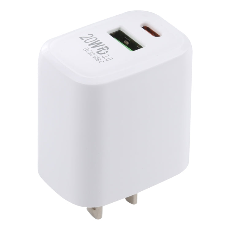 Chargeur de voyage à charge rapide 20W QC 3.0 USB + PD 3.0 USB-C / Type-C LZ-215A+C, prise US, prise US