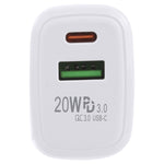 Chargeur de voyage à charge rapide 20W QC 3.0 USB + PD 3.0 USB-C / Type-C LZ-215A+C, prise US, prise US