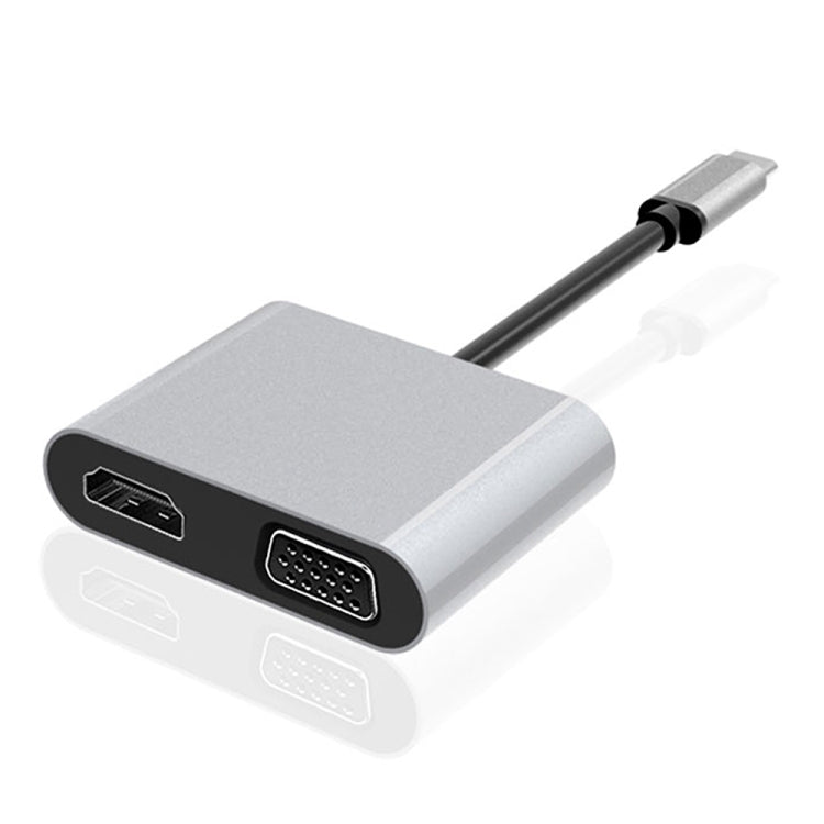 Station d'accueil multifonction 2 en 1 USB-C / Type-C vers HDMI+VGA HUB