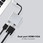 Station d'accueil multifonction 2 en 1 USB-C / Type-C vers HDMI+VGA HUB