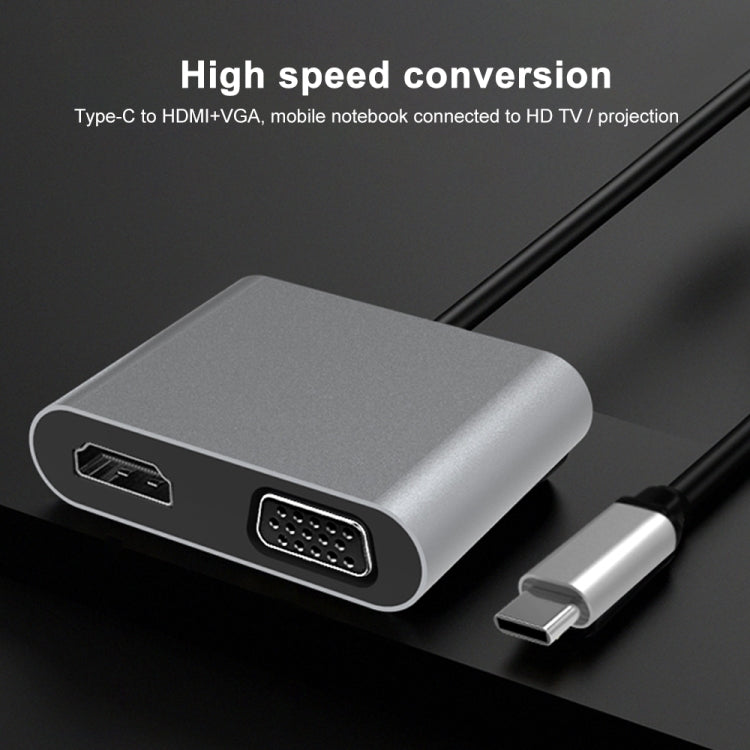 Station d'accueil multifonction 2 en 1 USB-C / Type-C vers HDMI+VGA HUB