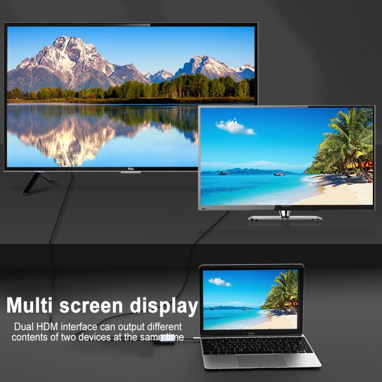 Station d'accueil multifonction 2 en 1 USB-C / Type-C vers double HDMI HUB