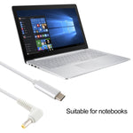 Câble de charge d'alimentation pour ordinateur portable USB-C / Type-C vers 5,5 x 2,5 mm, longueur du câble : environ 1,5 m, Type-C vers 5,5 x 2,5 mm (coudé)