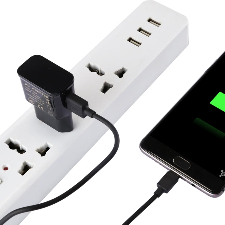 Chargeur USB à identification intelligente 5V 2,1A avec câble de charge USB vers USB-C / Type-C 1m, prise EU