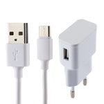 Chargeur USB à identification intelligente 5V 2,1A avec câble de charge USB vers USB-C / Type-C 1m, prise EU