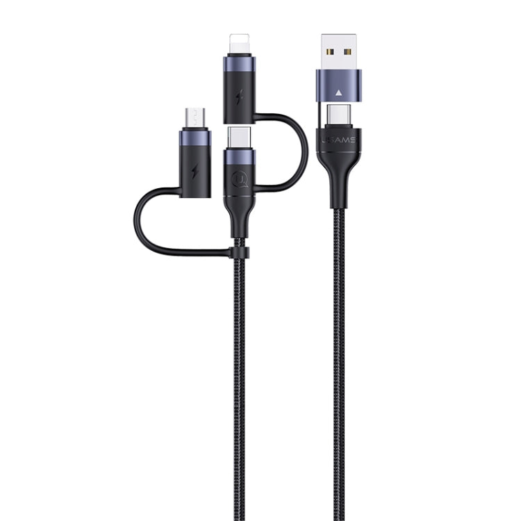 USAMS US-SJ547 U62 Câble de données de charge rapide PD en alliage d'aluminium USB + Type-C / USB-C vers Type-C / USB-C + 8 broches + Micro, Longueur : 1,2 m
