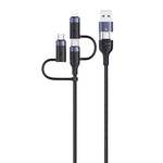 USAMS US-SJ547 U62 Câble de données de charge rapide PD en alliage d'aluminium USB + Type-C / USB-C vers Type-C / USB-C + 8 broches + Micro, Longueur : 1,2 m