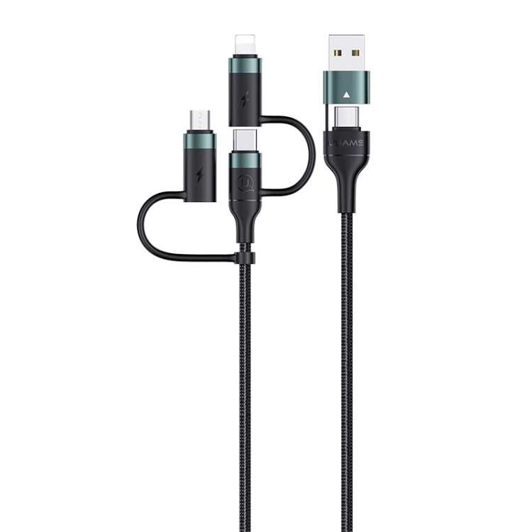USAMS US-SJ547 U62 Câble de données de charge rapide PD en alliage d'aluminium USB + Type-C / USB-C vers Type-C / USB-C + 8 broches + Micro, Longueur : 1,2 m