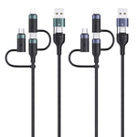 USAMS US-SJ547 U62 Câble de données de charge rapide PD en alliage d'aluminium USB + Type-C / USB-C vers Type-C / USB-C + 8 broches + Micro, Longueur : 1,2 m