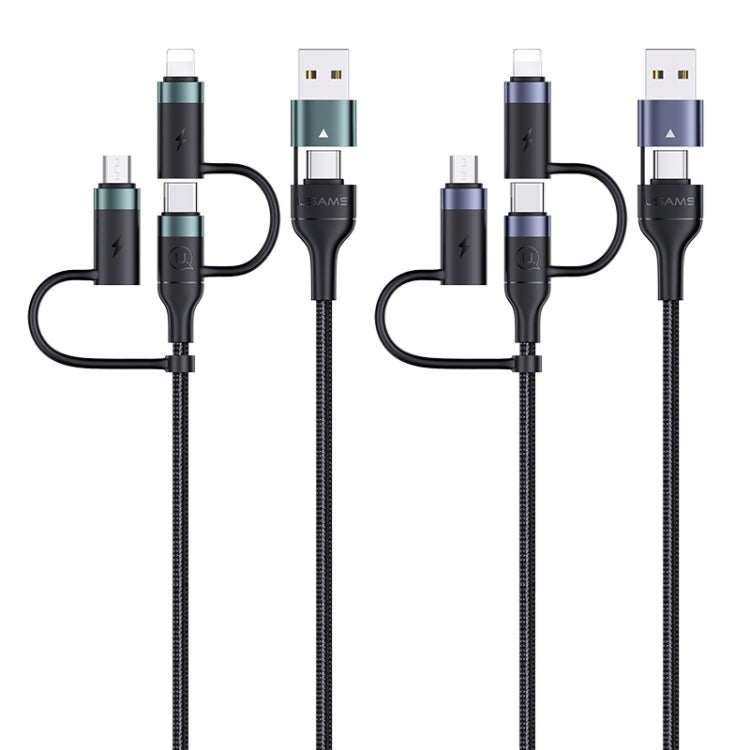 USAMS US-SJ547 U62 Câble de données de charge rapide PD en alliage d'aluminium USB + Type-C / USB-C vers Type-C / USB-C + 8 broches + Micro, Longueur : 1,2 m