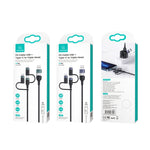 USAMS US-SJ547 U62 Câble de données de charge rapide PD en alliage d'aluminium USB + Type-C / USB-C vers Type-C / USB-C + 8 broches + Micro, Longueur : 1,2 m
