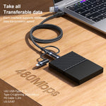 USAMS US-SJ547 U62 Câble de données de charge rapide PD en alliage d'aluminium USB + Type-C / USB-C vers Type-C / USB-C + 8 broches + Micro, Longueur : 1,2 m