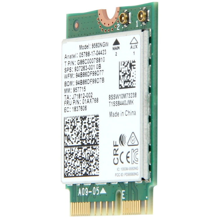 Carte WiFi double bande 9560NGW 1,73 Gbps Intel 9560ac NGFF Key E Bluetooth 5.0 pour ordinateur portable Windows 10, 9560NGW Intel 9560ac