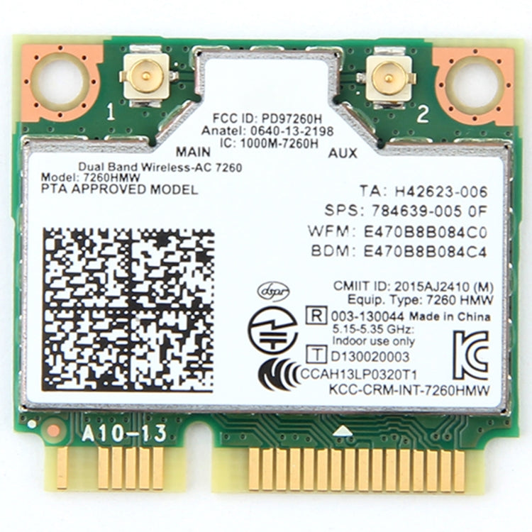 Carte Wifi sans fil double bande pour Intel 7260HMW Mini PCI-E 2.4G / 5Ghz WLAN Bluetooth 4.0 Carte Wifi 802.11 ac / a / b / g / n, 7260HMW