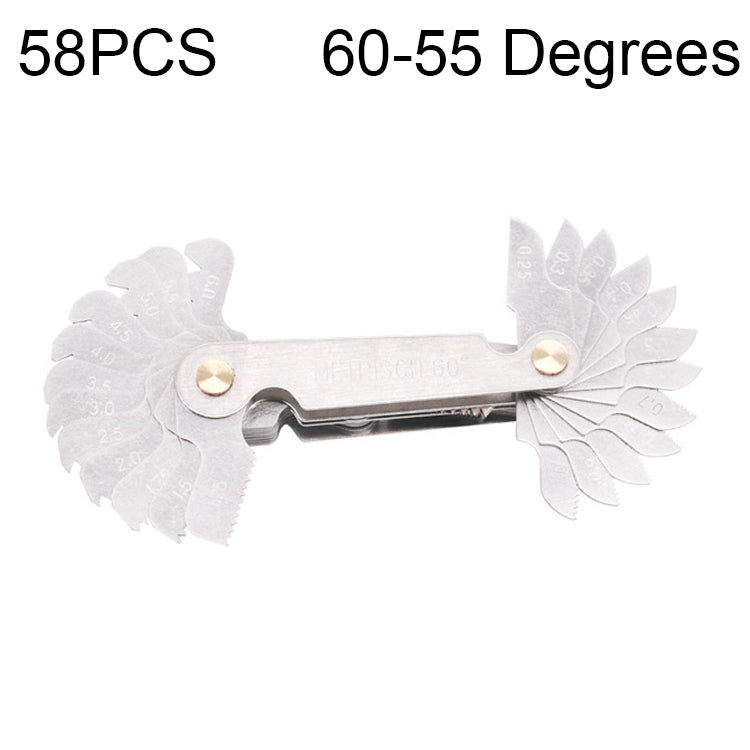 Jauge de Filetage en Acier Inoxydable CR 58 PCS Métrique 60 Degrés + Britannique 55 Degrés, Jauge de Filetage 58 PCS